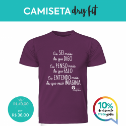 Detalhes do produto Doe R$ 40,00 e Ganhe uma Camiseta Masculina Dryfit - Berinjela