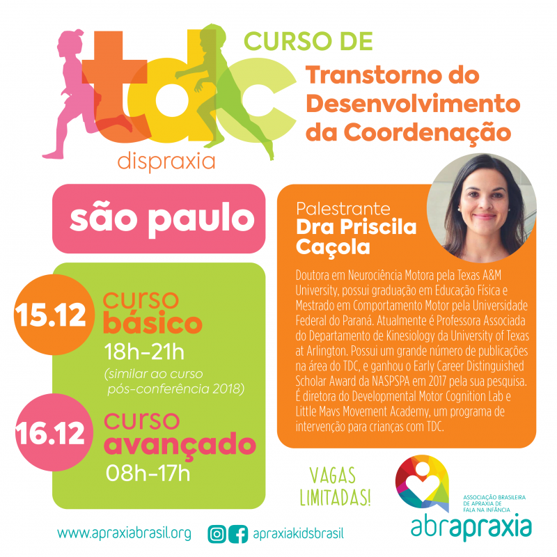 Cursos  - Transtorno do Desenvolvimento da Coordenação (TDC) - São Paulo - 15 e 16 de dezembro - Inscrição para os 2 dias