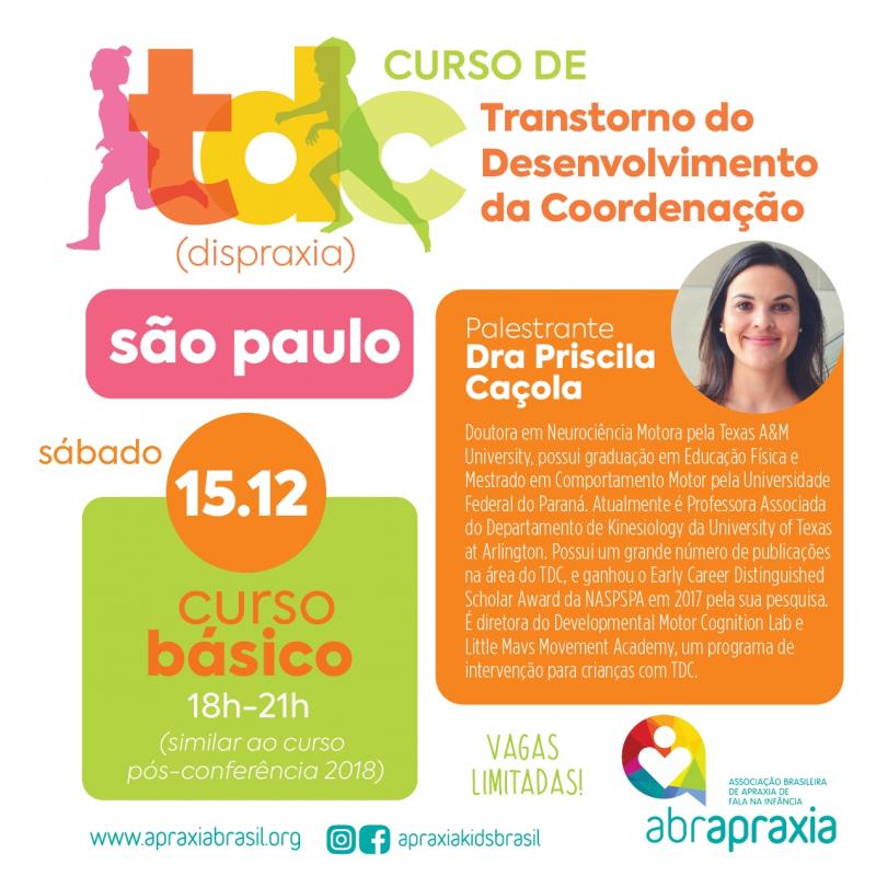 Cursos  - Transtorno do Desenvolvimento da Coordenação (TDC): Quadro geral do diagnóstico e intervenção - São Paulo - 15 de dezembro